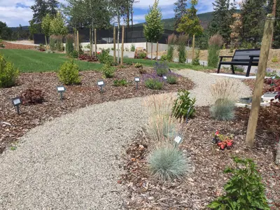A memorial path in a cemetery garden